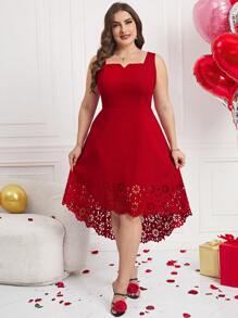 Ellevyn Vestido rojo de unicolor sin mangas casual para mujeres talla grande, atuendo para el Día de San Valentín, vestido de invitada de boda, vestidos de verano, vestidos formales para mujer