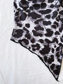 Soleia Women's Leopard Print Tube Top With Front Slit, Kink,Comfortable Ice Silk Vacation Blouse,New Years Women,Birthday Top For Women, Western Wear Women,Holiday Party Top