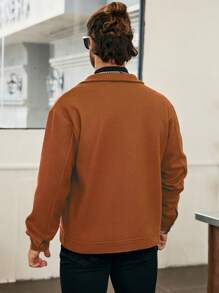 Manfinity CasualCool 男士休闲纯色短款夹克，秋季，红色冬季男士夹克，秋季男士，男士长袖羽绒服，休闲夹克，男士休闲夹克，男士秋季夹克 - 棕色 - 查看 2