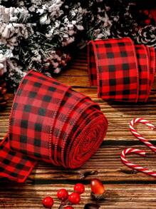1/2/3 Roll 5Cm*5M Wired Edge Red And White Plaid Ribbon Bow, Burlap Ribbon Farmhouse DIY Gift Packaging, Craft Packaging, Bouquet Binding, Bow Garland Tree Decoration, Suitable For Weddings, Parties, Birthday Decorations, Gift Packaging
