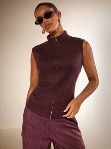 Athîral Cárdigan de suéter con cremallera metálica, cómodo y versátil para mujer