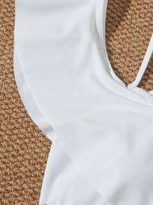 SHEIN Swim 1 pieza Traje de baño de una sola pieza de tiras delgadas y ajustado, de color liso y casual para mujer, de verano