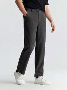 Ontre Quần âu nam thiết kế túi kẻ sọc thường ngày, mặc hàng ngày - Màu xám đen - Xem 1