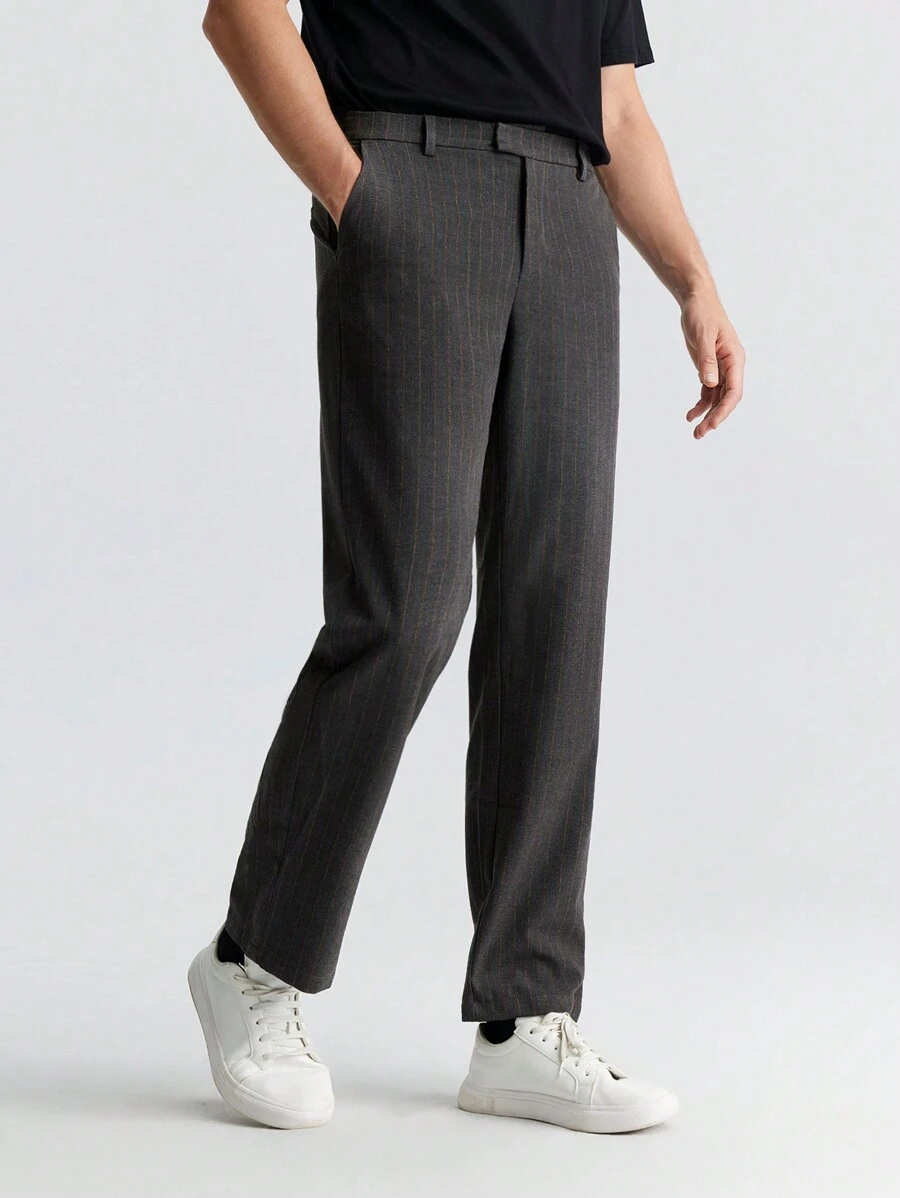 Ontre Quần âu nam thiết kế túi kẻ sọc thường ngày, mặc hàng ngày - Màu xám đen - Xem 1