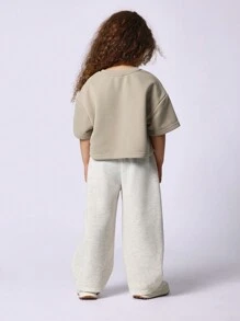 SUMWON Kids Cropped T-Shirt Butterfly Logo Casual Summer Boxy Everyday Comfy Short Sleeve Sport Athletic Weekend Play Leisure