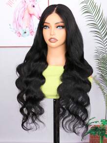 方便穿戴的免膠假髮人髮身體波浪髮假髮預植預剪8x5無痕人髮長假髮，透明蕾絲鬆弛人髮即用假髮閉鎖線150％密度自然黑色 - S1 - 查看 4