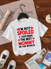 Jong meisje Letter Print Casual Comfortabel Mode Ronde Hals T-shirt
