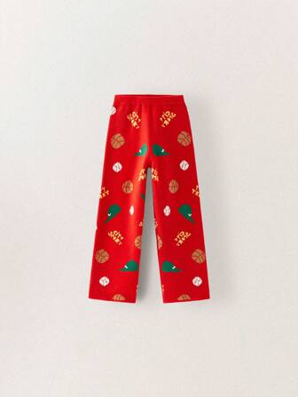 THE HAPPY LOOK Simple Young Boy Pattern Sweater & Pants, Casual Daily Wear