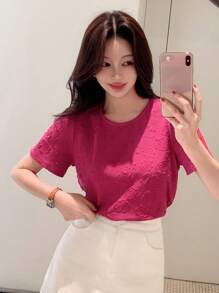 DAZY New Casual Versatile Women T-Shirt For Spring And Summer,Back To School Clothes - Purple - View 7