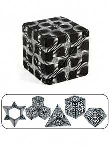 Black And White 3D Magic Cube Geometry Puzzle Puzzle Thanksgiving Christmas Gift Classic Decompression Infinite Inversion Cube