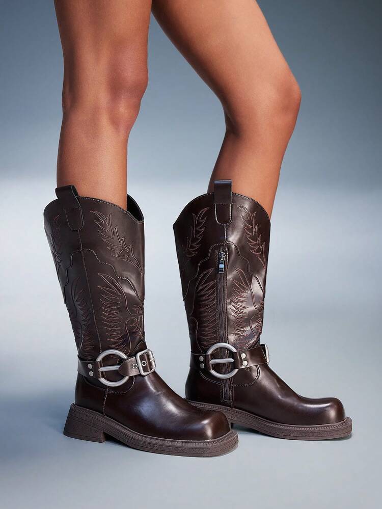 CUCCOO GRLICON Women's Over-The-Knee Boots, Y2K Style, Punk Rock, Biker, Cool Girl, Suitable For Halloween, Christmas, Party Occasions