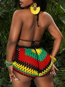 Slaydiva Sexy 2pcs Crochet Beach Outfit - A In Fall/Winter - Multicolor - View 3