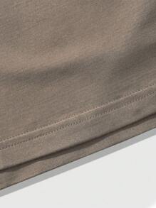 Manfinity Homme Men's Round Neck Short Sleeve Letter Graphic Minimalist Top, Casual Everyday Wear Tee - Brown - View 6