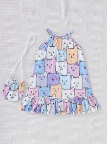 SHEIN Young Girls' Cute Casual Neck-Hang Tank Dress (Small)