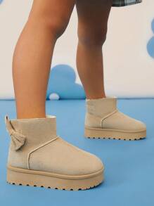 Mini mi Toddler Beige Thick-Sole Snow Boots - Cute & Comfortable Design, Filled With Holiday Cheer