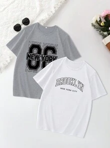 Men's Casual Round Neck Letter Pattern Knitted Regular Sleeve Loungewear Top - Multicolor - View 3