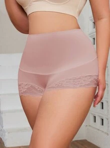 Plus Size Women Lace Patchwork Shaping Shorts