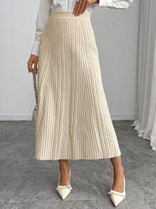 SHEIN Lady Falda suéter de punto liso para mujer, para uso diario casual