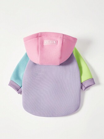 PETSIN 1 pièce sweat-shirt à capuche pour chien PETSIN, design à manches raglan blocs de couleurs, multicolore: rose, violet, bleu, vert
