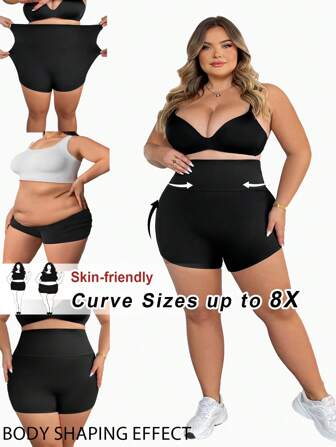 SHEIN CURVE+ Plus Size Women Black Shapewear Jumpsuit, Fashionabla Jumpsuit för magkontroll