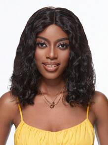 Parrucche Di Capelli Umani In Pizzo Con Onde Del Corpo Ed Un Taglio A Bob, Capelli Umani Di Colore Naturale Pre-placcati Con Taglio Pixie, Densità 150, Bob Corto In Pizzo Con Parte A T Trasparente 4x1 Adatto Per