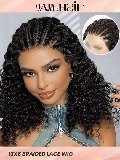 13x6 Transparent Lace Front Human Hair Wigs For Women Bob 7-Strand Lace Braided Wigs 10-16lnch Natural Black Color Lace Wigs With Baby Hair Natural Hairline