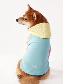PETSIN 1PC Pet Dog Mint Green Yellow Orange Color Block Pullover Hoodie With Raglan Sleeve, Casual Design - Multicolor - View 4