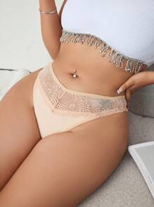 Wedaily 5 件装大码蕾丝拼布边休闲内裤套装 - 彩色 - 查看 3