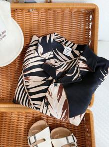 Young Boy Casual Funny Cute Resort Print Woven Shirt, Suitable For Beach Vacation, Summer Outing, Shopping, School, Garden, Beach, Birthday, Suitable For Spring, Summer, Autumn, Winter Seasons - Black - View 4