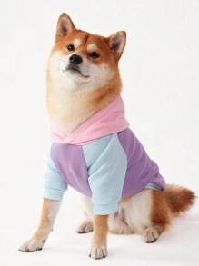 PETSIN 1pc Tricolor Contrast Raglan Sleeve Casual Hoodie Sweatshirt For Pets - Multicolor - View 5