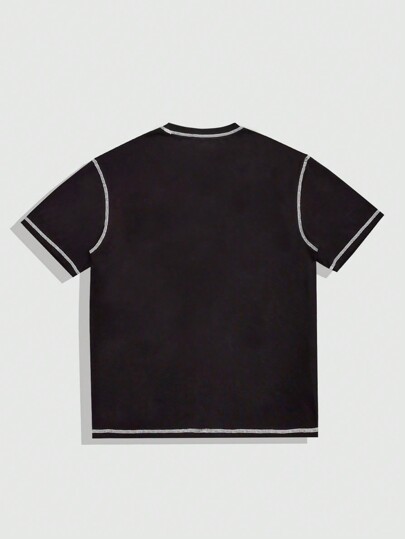 Prep Camiseta casual de manga corta con cuello redondo y estampado de letras para hombre