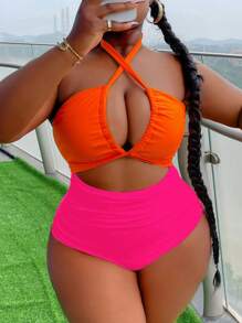 SHEIN Slayr CURVE Đồ bơi một mảnh cỡ lớn mùa hè, phong cách tối giản thường ngày để mặc hàng ngày - Nhiều màu - Xem 4