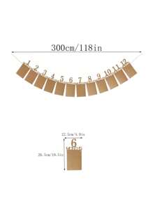 SHEIN 1 件 1 岁生日横幅，1 岁生日装饰品，记录 1 至 12 个月成长照片用品，黑色 1 岁生日派对标志彩旗，圣诞节 - 彩色 - 查看 3