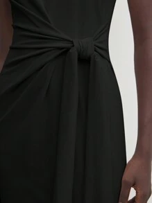 BizChic Vestido de verano 2025 nuevo con diseño de corbata a la cintura, cuello redondo sin mangas, color negro. Vestido informal y elegante para uso diario, adecuado para invitados de boda, festivales de música country, brunch, atuendo de aeropuerto, estilo retro de los 90 de Estocolmo, 4 de julio