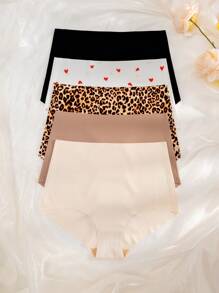 5pcs/Pack Valentine's Day Leopard Print Comfortable Boxer Briefs - Multicolor - View 6