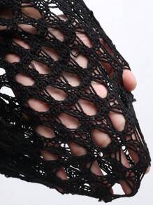 SHEIN Slayr CURVE Vestido capa de punto con hombros descubiertos y flecos de talla grande para el verano