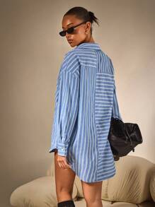 Athîral Women Casual Striped Blouse, Minimalist Style For Daily Wear