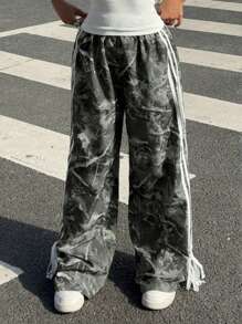 SHEIN EZwear Women's Leopard Print Flared Pants, Autumn/Winter - Black/Green - View 3