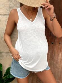 SHEIN Débardeur blanc simple et décontracté pour femme enceinte