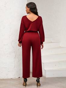 SHEIN Slayr Mono informal de manga larga y espalda descubierta de unicolor para mujer