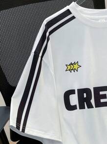 SHEIN Teen Boys' Casual School Style Comfortable Fashion Simple Versatile Cute Soft Suitable For Daily, School, Outdoor, Sports, College Graphic T-Shirt - White - View 5