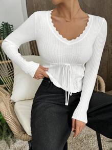 Calvaya Jersey de punto de unicolor casual y elegante para uso diario de las mujeres