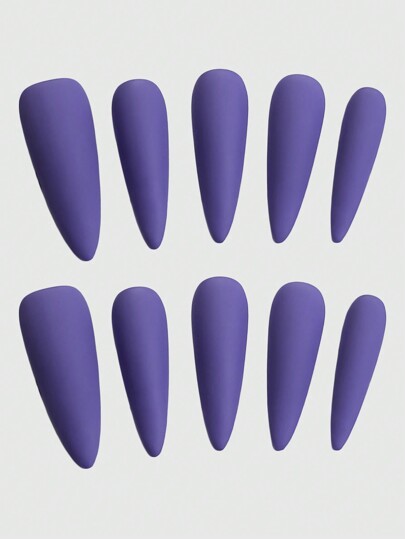 Anime 10 pezzi di unghie finte a stiletto opache di colore unito con 1 pezzo di nastro adesivo