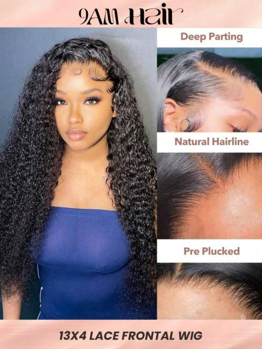13x4 水波紋前綁式人髮Lace Front Wig，長度22-26 英吋，透明髮線180%密度漂白結點，女士用天然黑色預擺放髮線 - SNatural - 查看 1