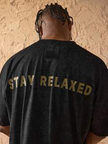 Forever 21 T-shirt ajusté court lavé avec imprimé graphique de lettres - Noir - Voir 6