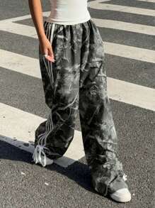 SHEIN EZwear Women's Leopard Print Flared Pants, Autumn/Winter - Black/Green - View 6