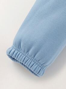 SHEIN Tween Boys Letter Print Drawstring Waist Loose Sweatpants - Beige - View 3