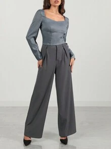 Allurite Chemise décontractée à manches longues et col en cœur pour femmes, pour un port quotidien
