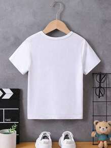 Toddler Boys' Casual Creative Love Car Crane Graphic Print Basic Short Sleeve T-Shirt - White - View 2