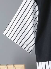 Boys' Casual Gradient Printed Patchwork Shirt - Black - View 4